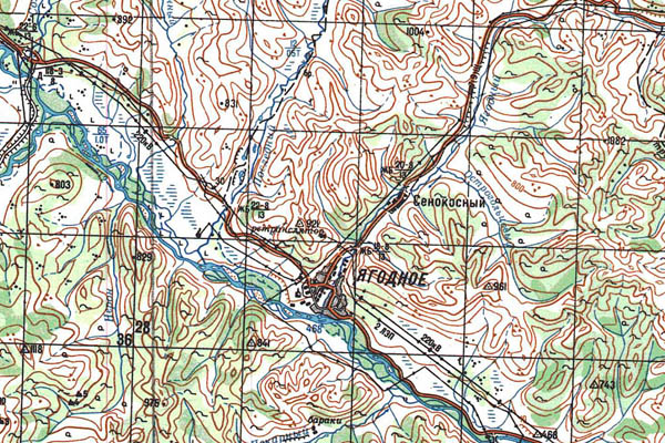 Уменьшенный фрагмент представленной топографической карты P-55-17_18 - Trasa.ru