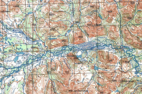 Уменьшенный фрагмент представленной топографической карты P-55-19_20 - Trasa.ru