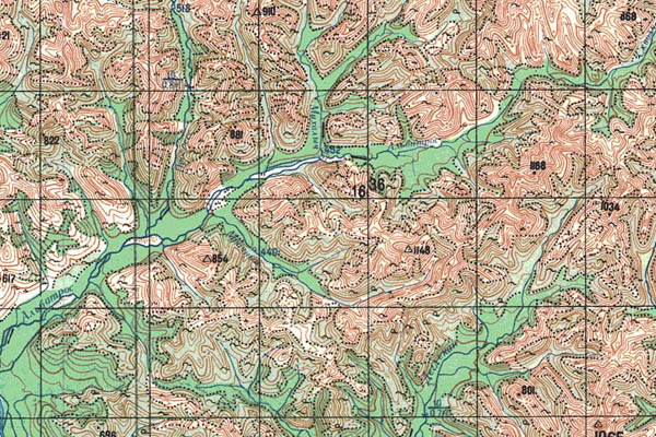 Уменьшенный фрагмент представленной топографической карты P-55-33_34 - Trasa.ru