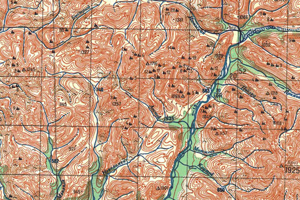 Уменьшенный фрагмент представленной топографической карты P-55-35_36 - Trasa.ru