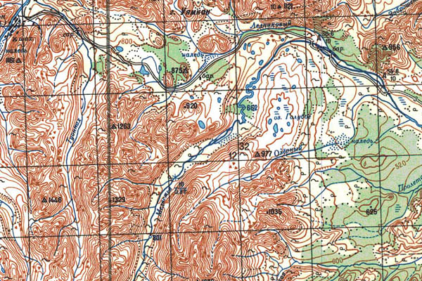 Уменьшенный фрагмент представленной топографической карты P-56-07_08 - Trasa.ru