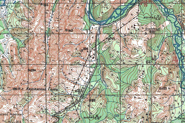Уменьшенный фрагмент представленной топографической карты P-56-21_22 - Trasa.ru