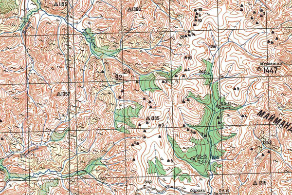 Уменьшенный фрагмент представленной топографической карты P-56-25_26 - Trasa.ru