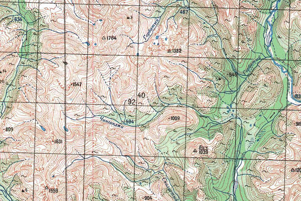 Уменьшенный фрагмент представленной топографической карты P-56-29_30 - Trasa.ru