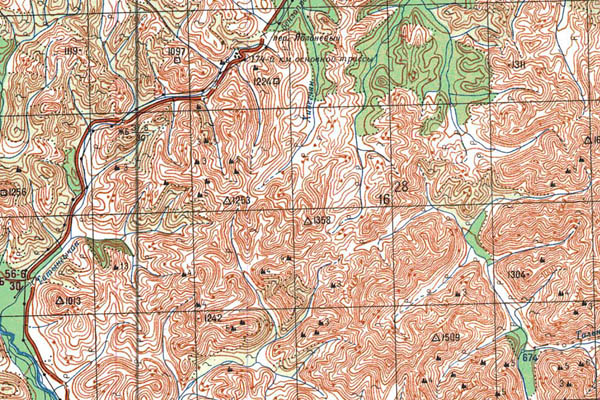 Уменьшенный фрагмент представленной топографической карты P-56-31_32 - Trasa.ru