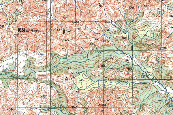 Уменьшенный фрагмент представленной топографической карты P-57-03_04 - Trasa.ru