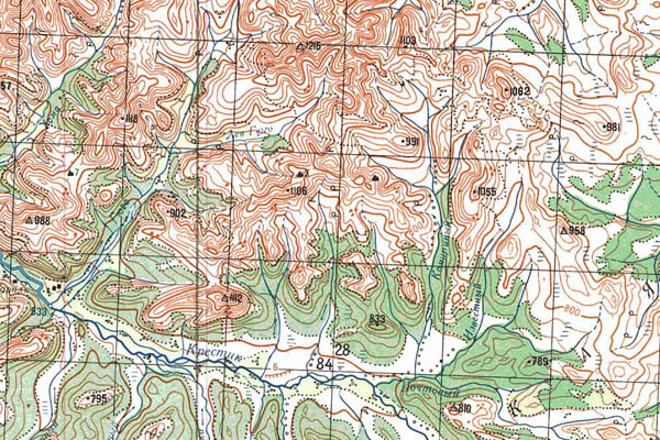 Уменьшенный фрагмент представленной топографической карты P-57-05_06 - Trasa.ru