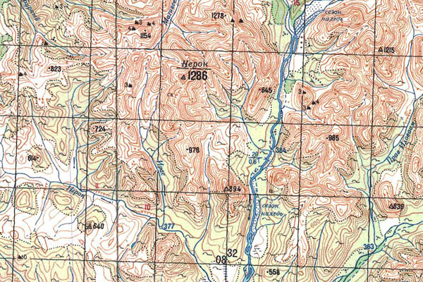 Уменьшенный фрагмент представленной топографической карты P-57-11_12 - Trasa.ru