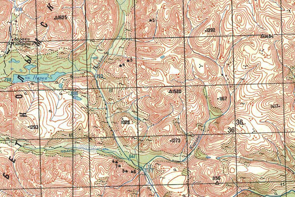 Уменьшенный фрагмент представленной топографической карты P-57-13_14 - Trasa.ru
