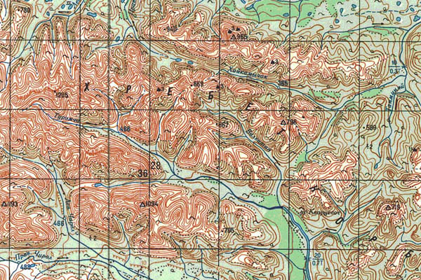 Уменьшенный фрагмент представленной топографической карты P-57-15_16 - Trasa.ru