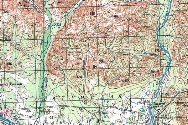 Уменьшенный фрагмент представленной топографической карты P-57-19_20 - Trasa.ru