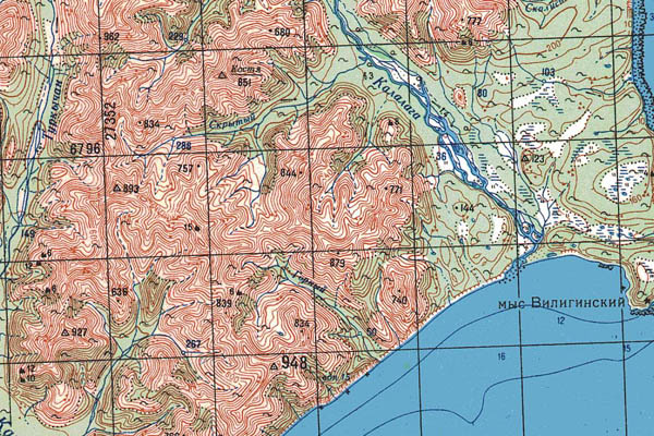 Уменьшенный фрагмент представленной топографической карты P-57-25_26 - Trasa.ru