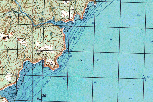 Уменьшенный фрагмент представленной топографической карты P-57-29_30 - Trasa.ru