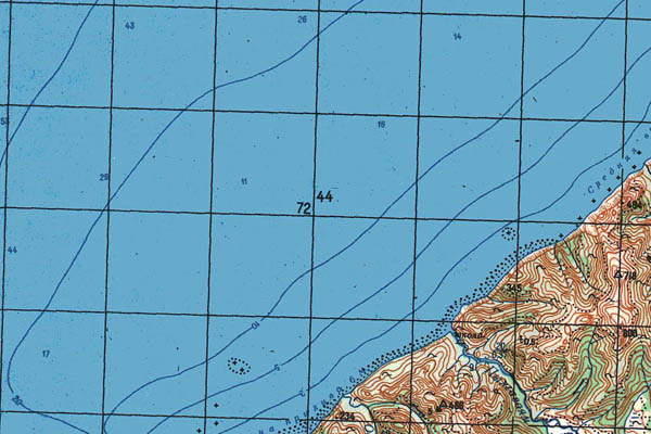 Уменьшенный фрагмент представленной топографической карты P-57-35_36 - Trasa.ru
