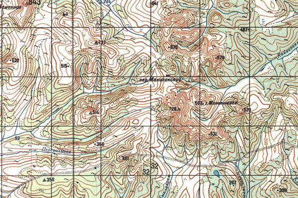 Уменьшенный фрагмент представленной топографической карты P-58-15_16 - Trasa.ru