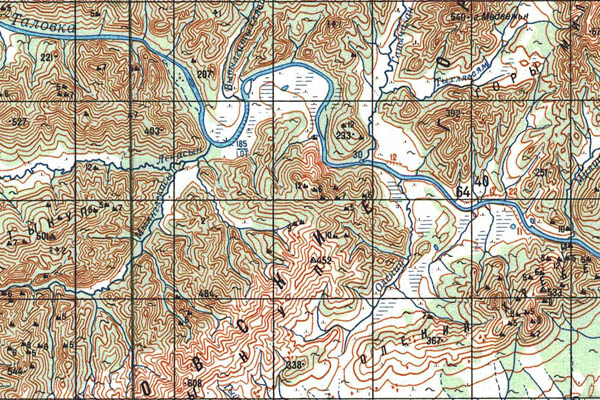 Уменьшенный фрагмент представленной топографической карты P-58-21_22 - Trasa.ru