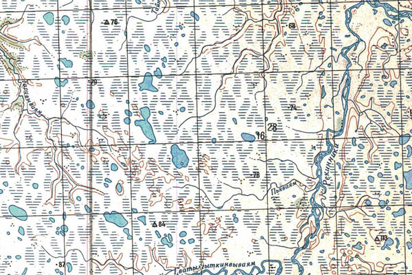 Уменьшенный фрагмент представленной топографической карты P-58-31_32 - Trasa.ru