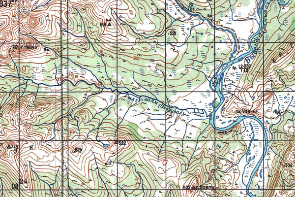 Уменьшенный фрагмент представленной топографической карты P-58-33_34 - Trasa.ru