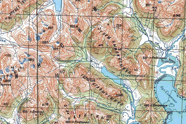 Уменьшенный фрагмент представленной топографической карты P-58-35_36 - Trasa.ru