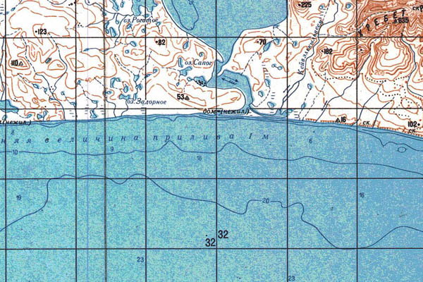 Уменьшенный фрагмент представленной топографической карты P-60-15_16 - Trasa.ru