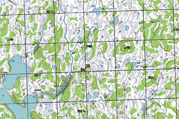 Уменьшенный фрагмент представленной топографической карты Q-37-13_14 - Trasa.ru