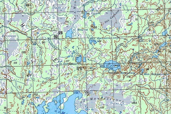 Уменьшенный фрагмент представленной топографической карты Q-37-25_26 - Trasa.ru