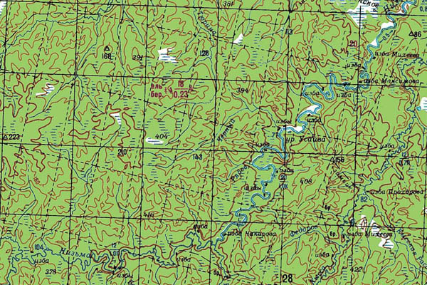 Уменьшенный фрагмент представленной топографической карты Q-38-35_36 - Trasa.ru
