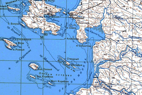 Уменьшенный фрагмент представленной топографической карты S-44-21_22 - Trasa.ru