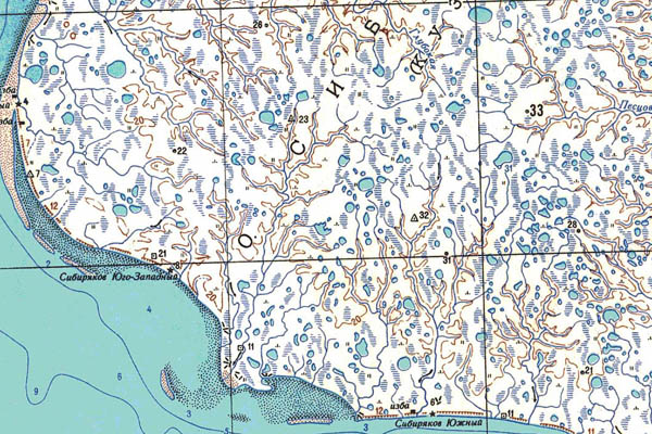 Уменьшенный фрагмент представленной топографической карты S-44-25_26 - Trasa.ru