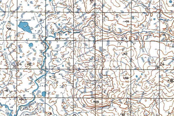 Уменьшенный фрагмент представленной топографической карты S-45-15_16 - Trasa.ru