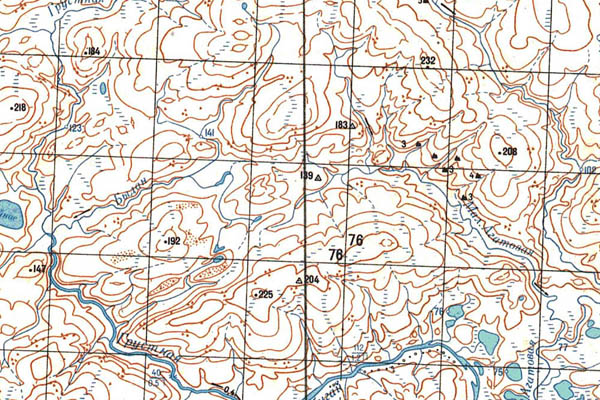Уменьшенный фрагмент представленной топографической карты S-45-17_18 - Trasa.ru