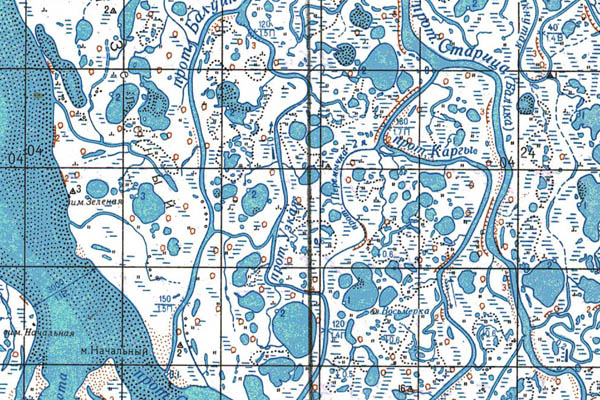 Уменьшенный фрагмент представленной топографической карты S-45-21_22 - Trasa.ru