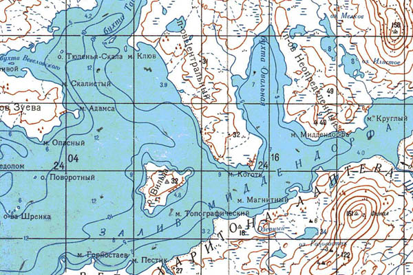 Уменьшенный фрагмент представленной топографической карты S-46-03_04 - Trasa.ru