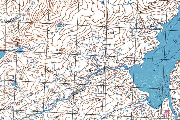 Уменьшенный фрагмент представленной топографической карты S-46-05_06 - Trasa.ru