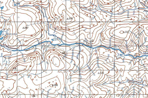 Уменьшенный фрагмент представленной топографической карты S-46-09_10 - Trasa.ru