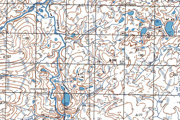 Уменьшенный фрагмент представленной топографической карты S-46-11_12 - Trasa.ru