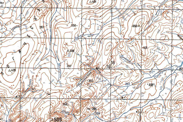Уменьшенный фрагмент представленной топографической карты S-46-15_16 - Trasa.ru