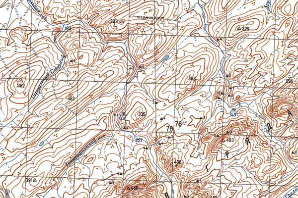 Уменьшенный фрагмент представленной топографической карты S-46-17_18 - Trasa.ru