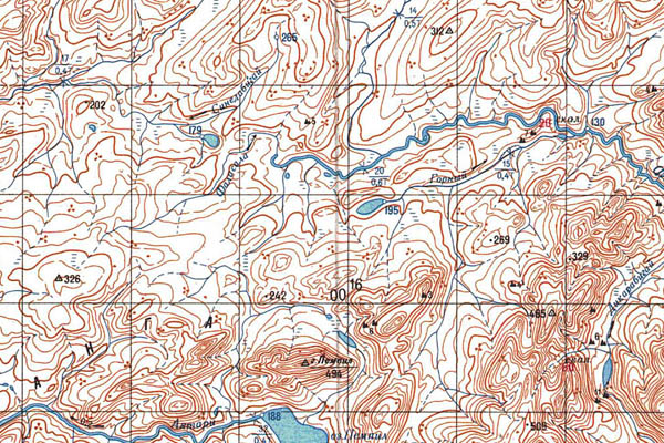 Уменьшенный фрагмент представленной топографической карты S-46-21_22 - Trasa.ru