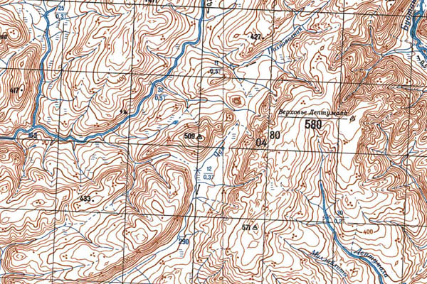 Уменьшенный фрагмент представленной топографической карты S-46-23_24 - Trasa.ru