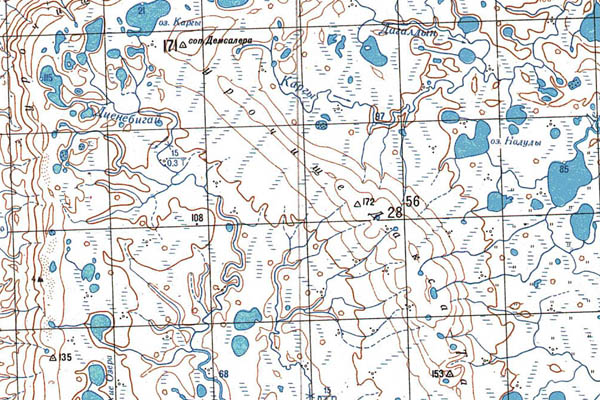 Уменьшенный фрагмент представленной топографической карты S-46-25_26 - Trasa.ru