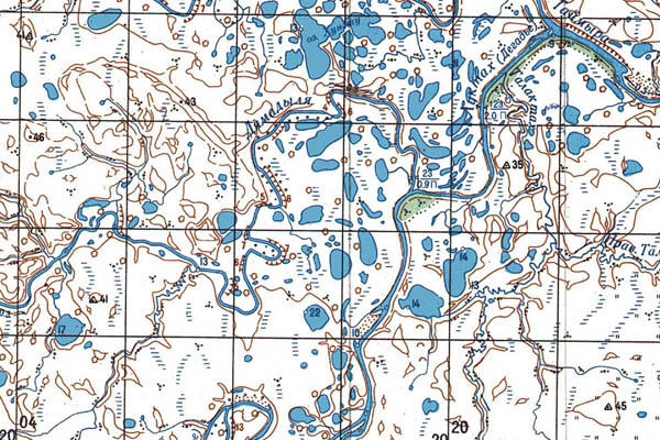 Уменьшенный фрагмент представленной топографической карты S-46-27_28 - Trasa.ru