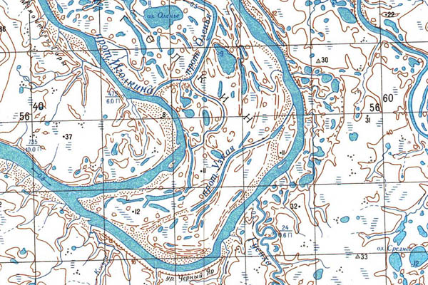 Уменьшенный фрагмент представленной топографической карты S-46-31_32 - Trasa.ru