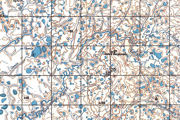 Уменьшенный фрагмент представленной топографической карты S-46-33_34 - Trasa.ru