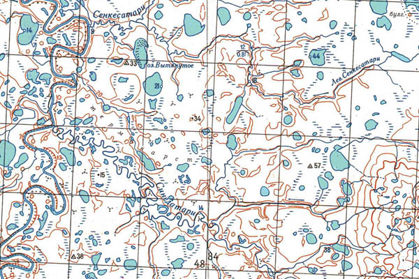 Уменьшенный фрагмент представленной топографической карты S-46-35_36 - Trasa.ru