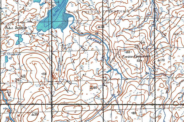 Уменьшенный фрагмент представленной топографической карты S-47-01_02 - Trasa.ru