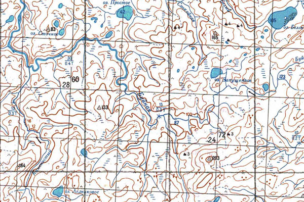 Уменьшенный фрагмент представленной топографической карты S-47-05_06 - Trasa.ru