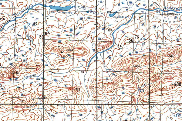Уменьшенный фрагмент представленной топографической карты S-47-11_12 - Trasa.ru