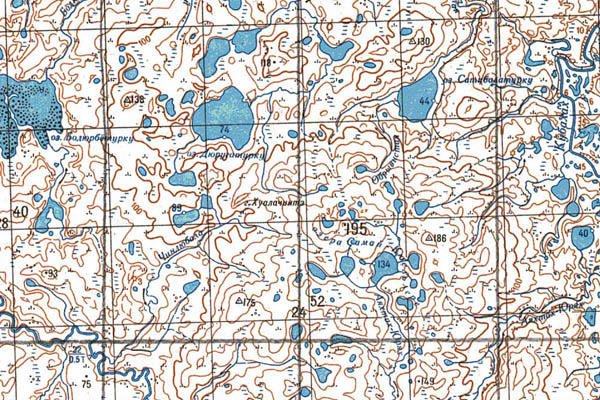 Уменьшенный фрагмент представленной топографической карты S-47-25_26 - Trasa.ru