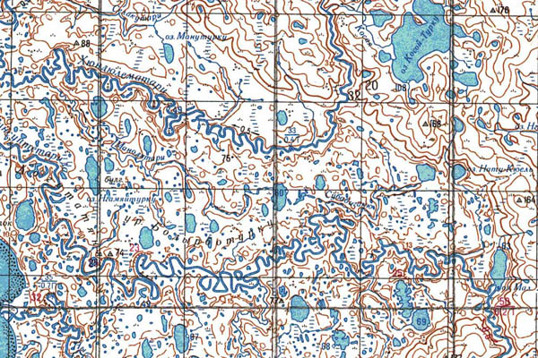 Уменьшенный фрагмент представленной топографической карты S-47-27_28 - Trasa.ru